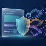 Strona internetowa chroniona tarczą przed robotycznymi ramionami zbierającymi dane (grafika wygenerowana przez AI)
